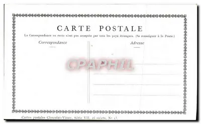 L'ÉPICIERE DE VILLAGE — gravure d'après Gérard Zima — Chocolat-Vinay, Série VII, N° 13 — Verso
