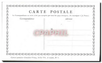 Concerto Pastoral — D'après Lancret — Chocolat-Vinay, Série VII, N° 5 — Verso