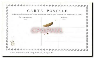 A Ocupação segundo a Idade — D'après Watteau — Chocolat-Vinay, Série VII, N° 1 — Verso