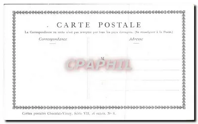 A Fiação — Hugues Géraud, Desenho — Chocolat-Vinay, Série VII, N° 8 — Verso