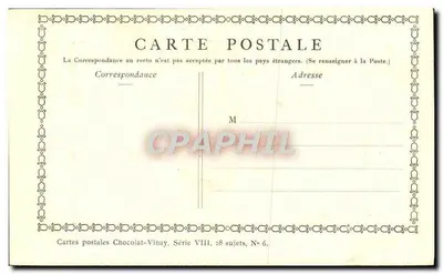 El Mercader de Galdite — Basado en Schwerel — Chocolat-Vinay, Serie VIII, N° 6 — Reverso