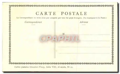 Gracz na wiole — Wydawca Chocolat-Vinay, seria VIII, N° 22 — Rewers