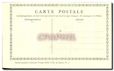 La Vieilleuse — cena de campo — Chocolat-Vinay, Série VIII, N° 7 — Verso