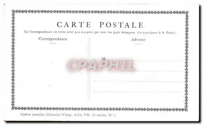 A cozinheira holandesa — gravura de Gérard Dena — Chocolat-Vinay, Série VII, N° 7 — Verso
