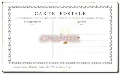 Les Amours du Bocage — D'après Lanaret — Chocolat-Vinay, Série VII, N° 4 — Verso