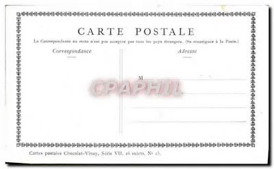 A EPICERIE DE VILLAGEM — D'après Gérard Dou — Chocolat-Vinay, Série VII, N° 13 — Verso