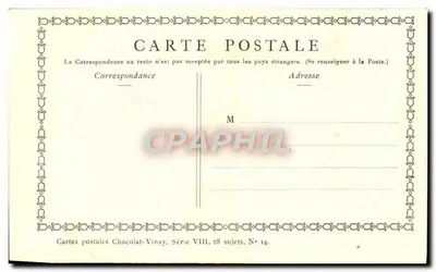 La Femme à la Lampe — Chocolat-Vinay, Série VIII, N° 14 — Verso
