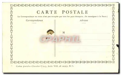 Le Colin-Maillard — D'après Fragonard — Antieke ansichtkaart Chocolat-Vinay, Serie VIII, N° 5 — Achterkant