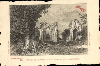 Ruínas da Abadia de La Couronne, perto de Angoulême — Angoumois — Editor: Ferlier & Marodot, Paris, n°20
