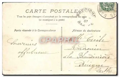W stodole — kobieta mleczna — wydawca De C.S. — Rewers