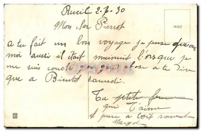 Bukiet krokusów — fioletowe, białe i czerwone krokusy — wydawca nieznany, numer seryjny 8042 — Rewers