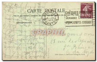 Évreux — Panorama op de Kathedraal (zijde Zuid) en op de Klokkenstee — Uitgever: Cosson, 8, rue Pierre-Chausson, Parijs — Achterkant