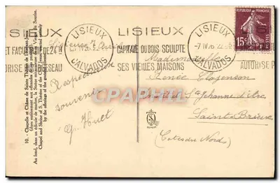 Capela e Santuário de Santa Teresinha — Lisieux — Editor: Capitale du Bois — Verso
