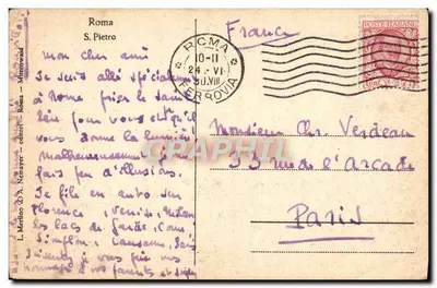 Place Saint-Pierre w Rzymie — widok z bazyliki i dachu — wydawca L. Merdino & A. Nernmayer — Rewers