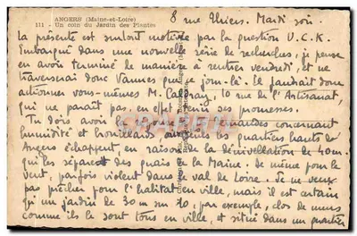 Angers (Maine-et-Loire) — Kąt ogrodu botanicznego — Wydawca E. Goude — Rewers