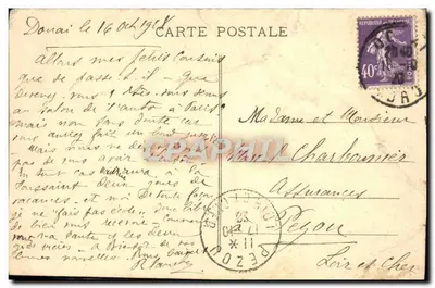 Douai - Le Lac — scène de baignade au bord d'un lac entouré d'arbres, éditeur Baron Jébran, Douai — Verso