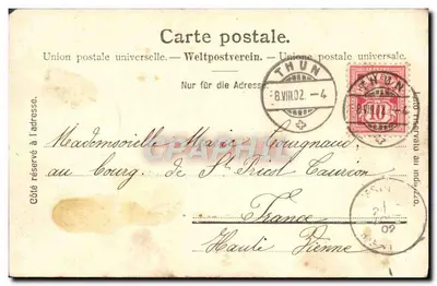Thun com os Alpes — Fotografia Gabler, Interlaken, n°7221 — Verso