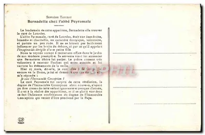 Bernadette Soubirous chez l'abbé Peyramale — Septième Tableau — Éditeur LF, n° non visible — Rewers