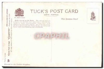 Árabes que se vuelven contra los Turcos — Tuck's Post Card No 5783 — Reverso
