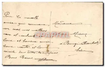 Jeune homme avec bouquet de fleurs — Bonne Année — Éditeur : République Française (imprimé sur la carte) — Verso