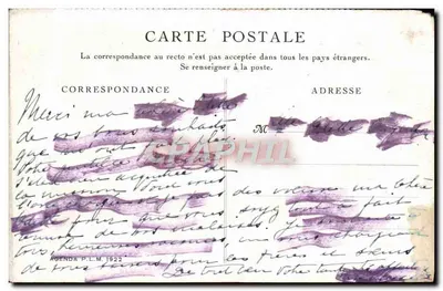 Gorges de l'Ardèche — vue du fleuve avec un canot — Agenda P.L.M. 1922 — Verso