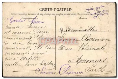 Stara pocztówka Angers Statua Marguerite d'Anjou — Rewers