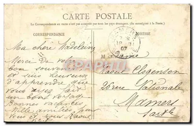 Angers — Place Grégoire-Bordillon — widok placu z monumentem i kościołem — wydawca Louis Quartier — Rewers