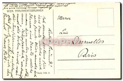 Viena, Parlamentsbrunnen — estátua da Justiça — editor desconhecido, série VIII.6 — Verso
