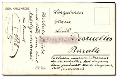 Viena, Karlskirche — vista do parque — K. L. Wien, série L. 5 — Verso