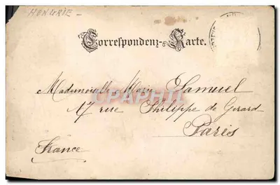 Bilhete postal antigo Hungria — Verso