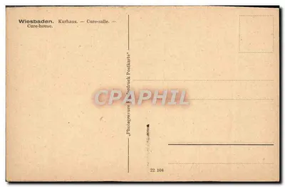 Wiesbaden — Kurhaus — Sala kuracyjna — Stara pocztówka 22 104 — Rewers