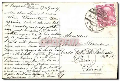 Bad Ischl. Kreuzstein. — Kamienista krzyż na środku rzeki — wydawca Le Ratin, numer serii nie widoczny — Rewers