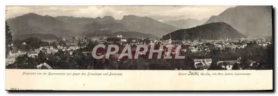 Panorama da Gassnerwiese voltado para o Stilzabgel e o Bachstein — Curort Ischl, Ob-Öe, 464 metros de altitude, Silicammergut