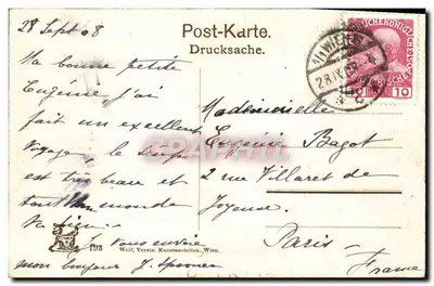 Wenen, I, Karlsplatz — Kerk van Sint Karl en Koninklijke Technische Universiteit — uitgever Wolf, Verein Kunstanstalten, Wenen — Achterkant