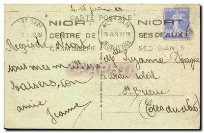 Niort — Zamek i rzeka Sèvre — G. Artrand, wydawca — Rewers