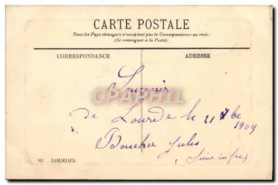 Lourdes — A Estátua de São Miguel e a Basílica — L.L. — Verso