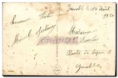 Bom Aniversário — Homem de terno segurando um buquê — P-C Paris — Verso