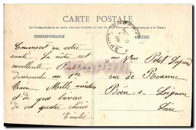 Menina atravessando um riacho — Le Gué — Fototipia A. BERNERET & CIE, Nancy — Verso