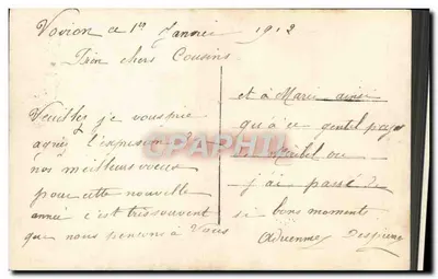 Enfant avec panier de fleurs — Bonne Année — Veloube n° 770 — Verso