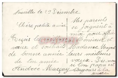 Bonne Année — krajobraz zimowy i dziecko — wydawca nieznany, nr serii 883 — Rewers