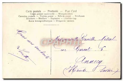 Uśmiechnięta kobieta trzymająca tabliczkę 'Heureuse Année!' — motyw kwiatowy — wydawca AF, n° 2393/3 — Rewers