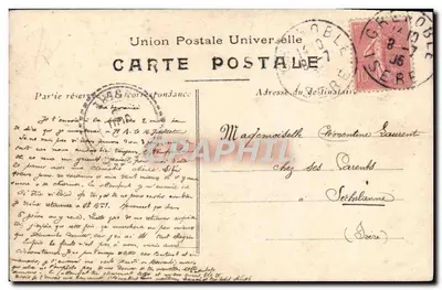 Casal em traje de noite — cena íntima — União Postal Universal — Verso