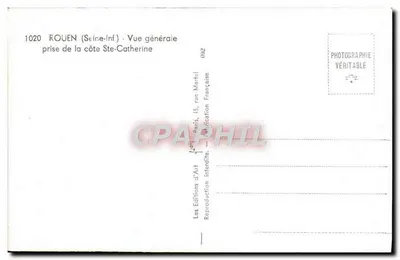 Rouen (Seine-Inf.) — Vue générale prise de la côte Sainte-Catherine — Les Éditions d'Art, Paris — Verso