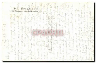 Il Castello François — facciata — Edizioni d'Arte 'VVO' Parigi, n°1102 — Verso