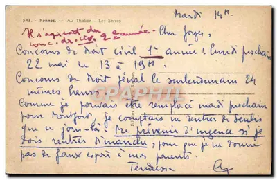 Rennes — Au Thabor — Les Serres — Wydawnictwo Mény, nr 543 — Rewers