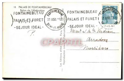 Sala do Palácio de Fontainebleau — Salão da Abdicação — Éditions d'Art Lyon — Verso