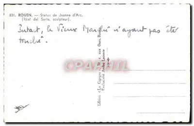Statue de Jeanne d'Arc — Rouen — Édition La Cigogne — Verso