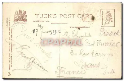 Londres - Casa do Conselho e Mercado de Cheapside — Escudo da Cidade — Tuck's Post Card — Verso