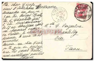 Bilhete postal antigo Pôr do sol no Lago Thunersee Peche — Verso