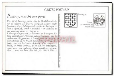 Pontivy — Rynek Świnie — Ekonomia Fournneau i Wejście do Szpitala — Kolekcja Villard/Quimper — Rewers